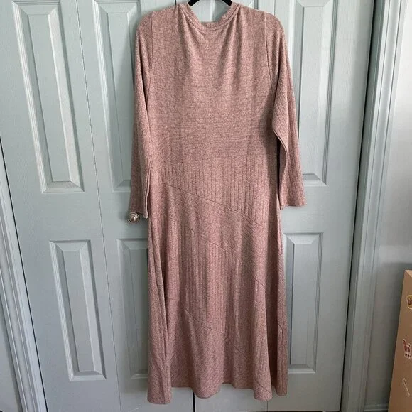 Soft Surroundings Clio Long Sleeve Maxi Dress Large Brown Heather Rib Knit 2FM13 - Picture 7 of 9